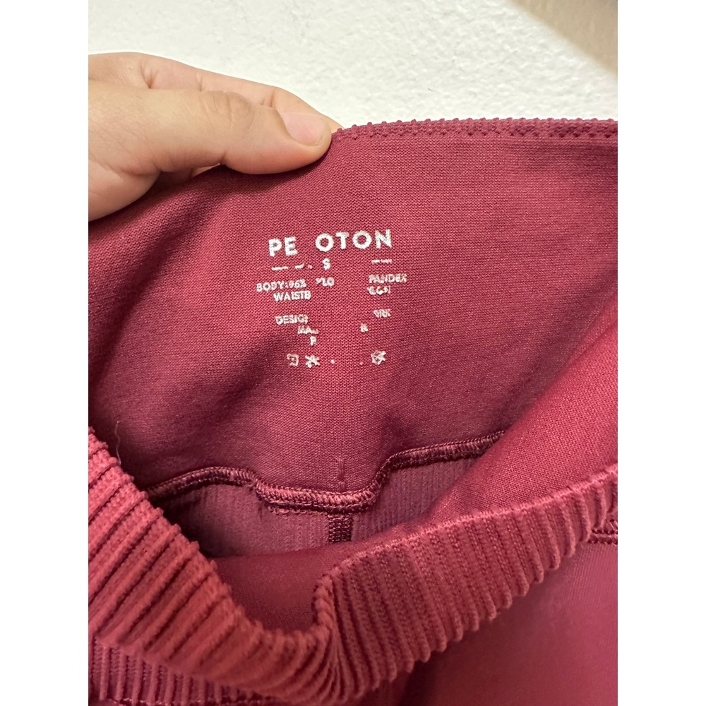 Peloton Burgundy Seamless High Waist Ribbed Trim Compression Leggings, Small - Picture 5 of 8